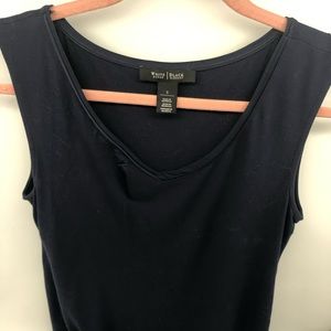 White House Black Market navy tank top with sheer trim at bottom size small long